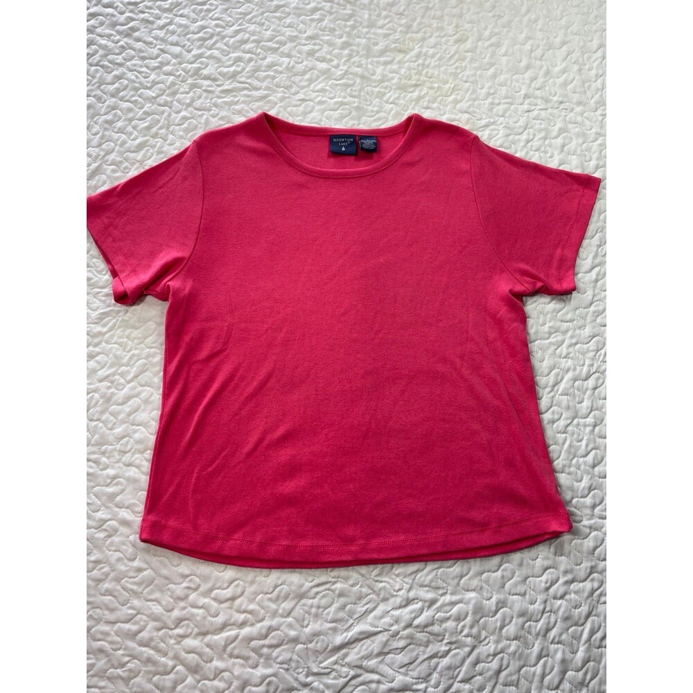 Mountain Lake Pink Knit Ribber Short Sleeve Crewneck T shirt size large